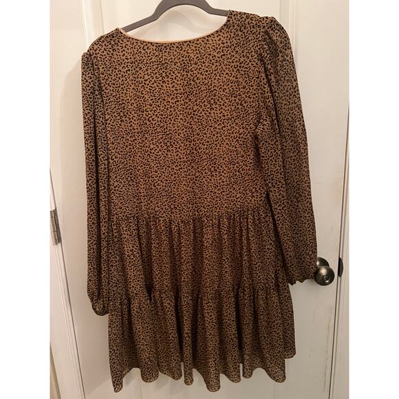 Missguided Plus Animal Print Mini Ruffle Dress US 12 Sheer Leopard Flowy Mobwife - Picture 2 of 6